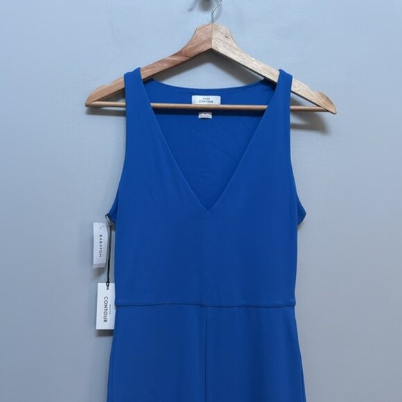 Aritzia Babaton Sapphire Blue Contour VNeck Sleeveless Romper Size M NWT - Picture 5 of 10